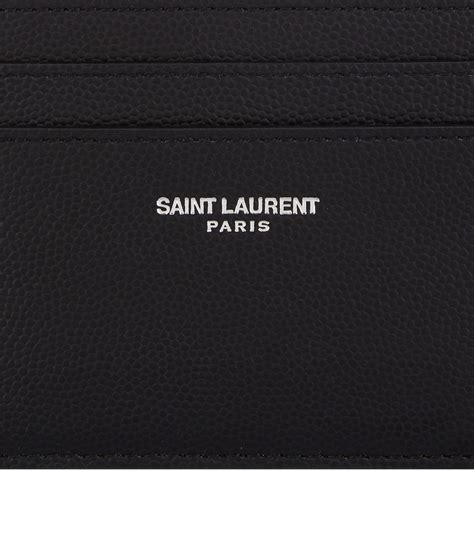 Saint Laurent Men's YSL Zip Card Holder in Grained Leather